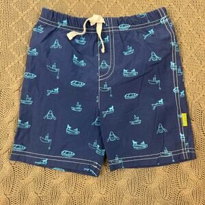 Le Top Boys Navy Blue Boat Print Swim Shorts ~ 2T